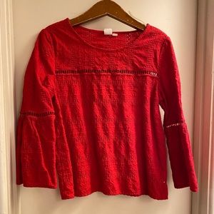 Red Bell Sleeve Blouse